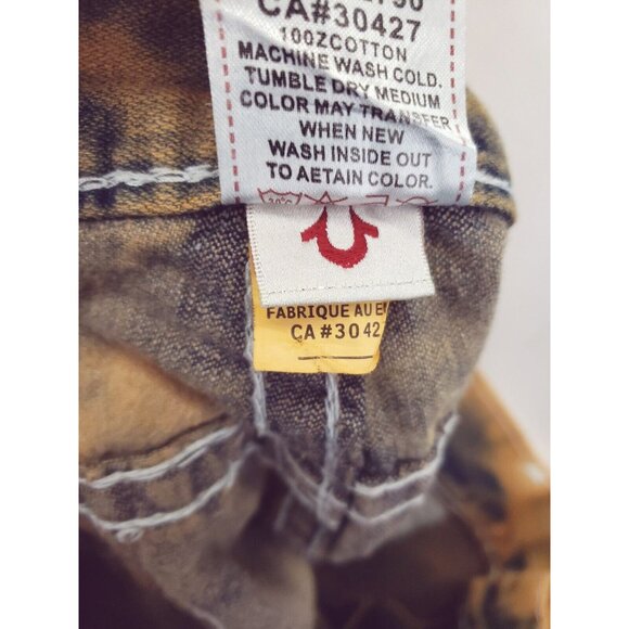 True Religion Joey Super T Jeans Mens 42 Blue Orange Tie Dye 100% Cotton Pockets - Picture 10 of 14